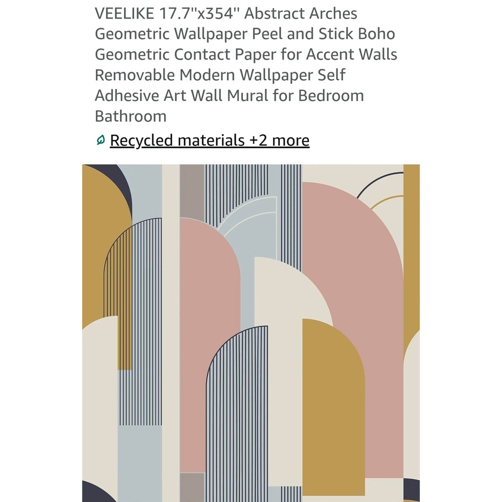 VEELIKE 17.7x354 Abstract Arches Geometric Peel and Stick Wallpaper Boho Mural